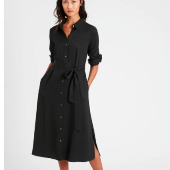 Banana Republic Dresses & Skirts - Banana Republic Tencel Midi Shirt Dress Black S M
